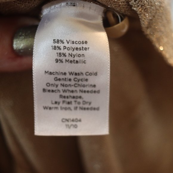Talbots Gold Sparkle Metallic Cardigan Sweater LG Glam Holiday Office Wear - Picture 8 of 10